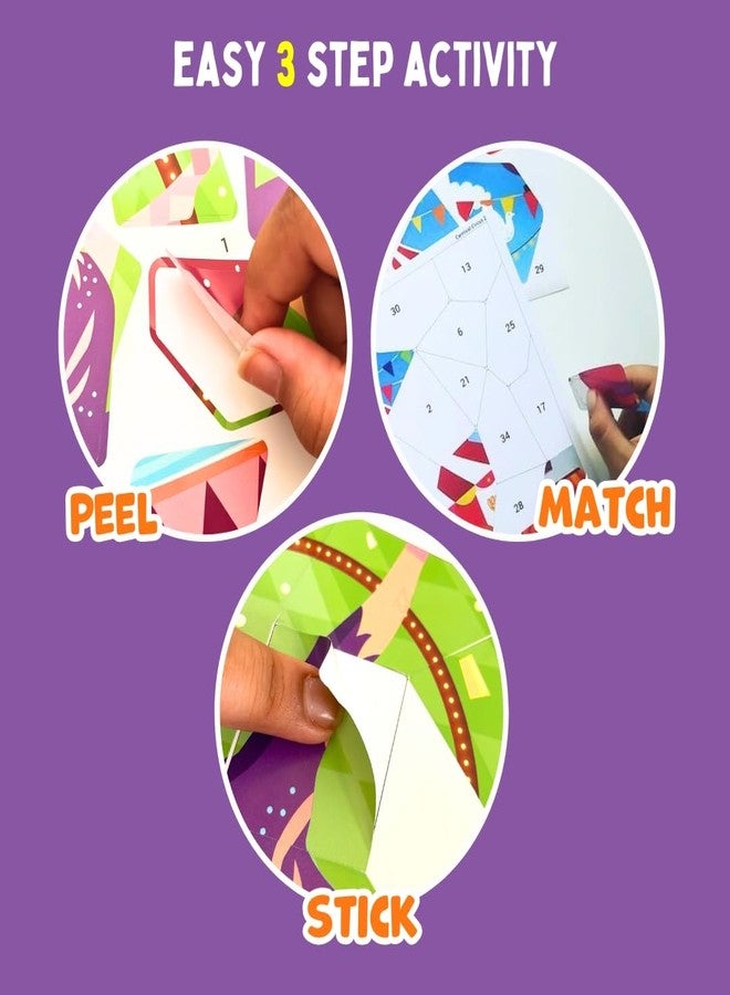 PepPlay Mosaic Sticker Art Kit for Kids | DIY Craft Toy with 175+ Reusable Stickers | Mess-Free Activity to Learn Numbers, Logic & Motor Skills | Gift for Ages 3-7 Boys & Girls | Travel-Friendly - Image 5